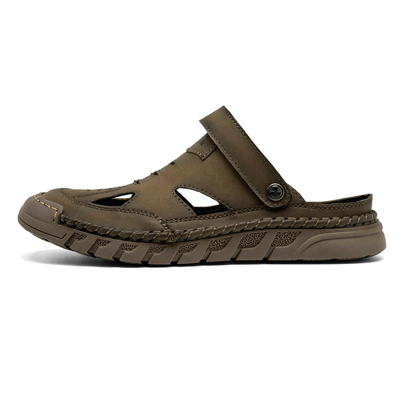 Sandalias ortopédicas de cuero premium para hombre, hechas a mano en cuero de plena flor
